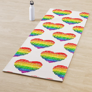 Tapis De Yoga Le cœur arc-en-ciel de SlipperyJoe griffonné tourb