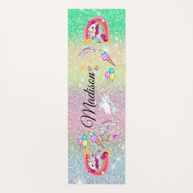 Tapis De Yoga licorne arc-en-ciel (Devant)
