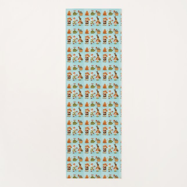 Tapis De Yoga Light blue wrapping paper featuring a repeated  (Devant)