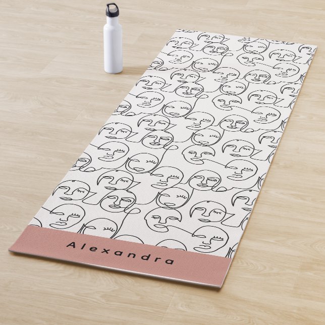 Tapis De Yoga Lignes Abstraites modernes face à l'art de ligne c (En situation)