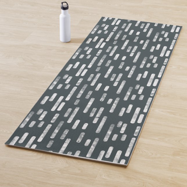 Tapis De Yoga Lignes arrondies gris foncé vert Motif (En situation)