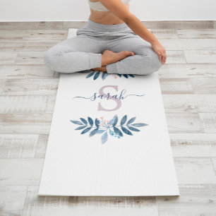 Tapis De Yoga Lilac Aquarelle Florale Monogramme