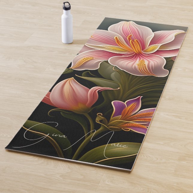 Tapis De Yoga Lilies Floral Yoga Mat (En situation)