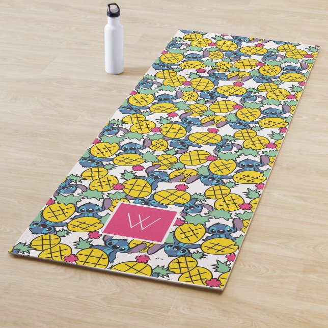 Tapis De Yoga Lilo et Stitch| Monogramme Motif d'ananas (En situation)