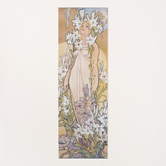 Tapis De Yoga Lily (quatre fleurs), Alphonse Mucha (Devant)