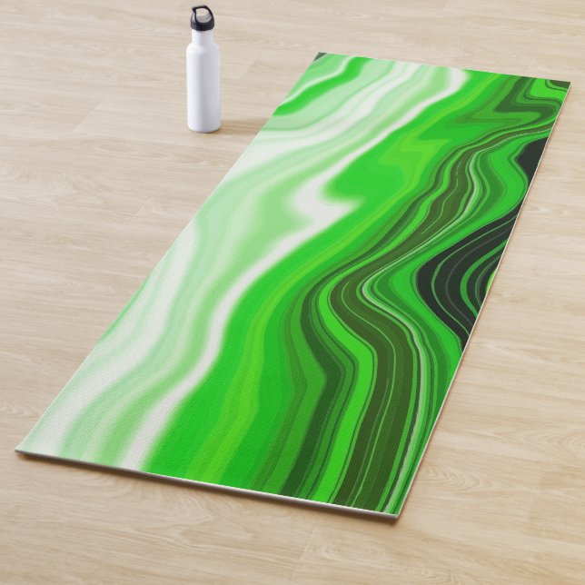 Tapis De Yoga Lime Vert et Marbre Noir Fluide Art (En situation)