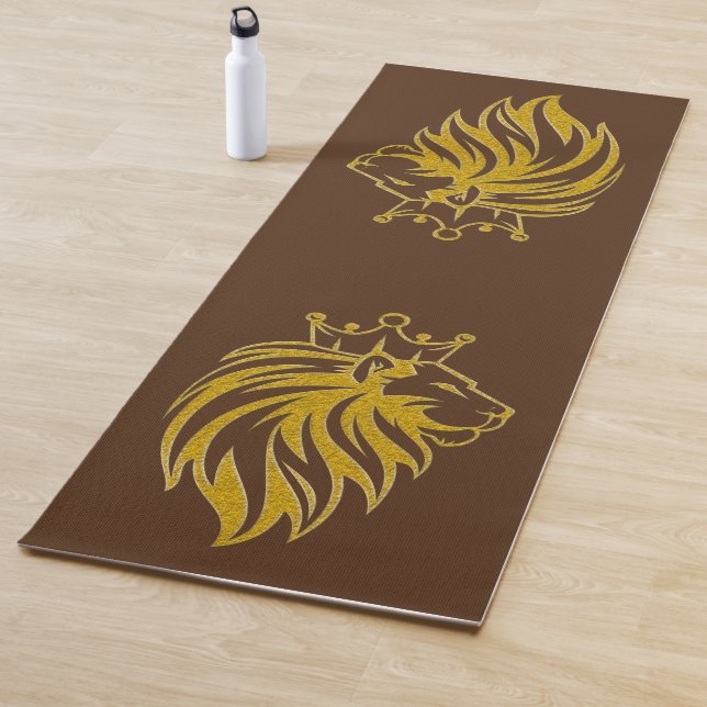 Tapis De Yoga Lion Avec Couronne - Style Or 2 (En situation)