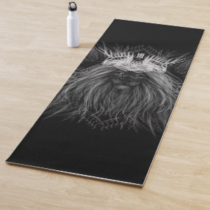 Tapis De Yoga Lion avec monogramme de couronne noir