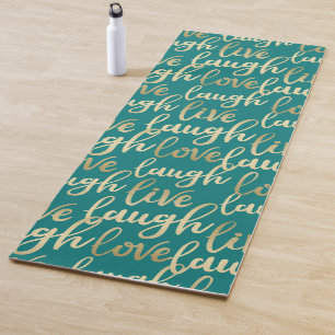 Tapis De Yoga Live Laugh Love Gold Letters