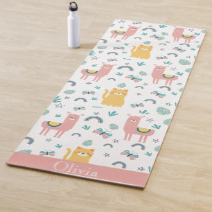 Tapis De Yoga Llama Alapaca Animal Boho Nom mignonne
