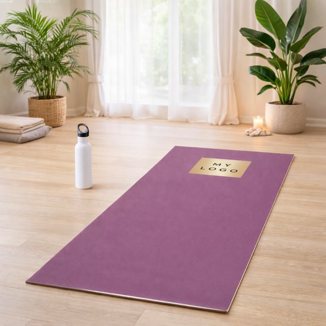 Tapis De Yoga Logo d'entreprise de prune violette (Créateur téléchargé)