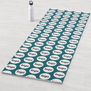 Tapis De Yoga Logo Motif Business Promotion Turquoise Vert