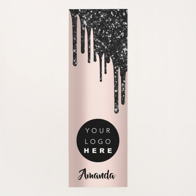 Tapis De Yoga Logo Nom Rose Blush Powder Girly Déchets cadeaux (Dos)
