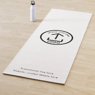Tapis De Yoga Logo personnalisé et texte promotionnel noir blanc