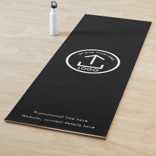 Tapis De Yoga Logo personnalisé et texte promotionnel noir blanc