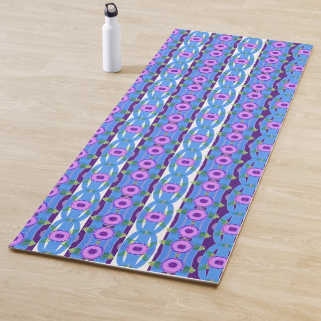 Tapis De Yoga Long Mat décoratif en bleu et violet (En situation)