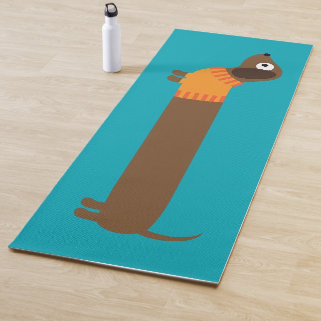 Tapis De Yoga Longue illustration mignonne de teckel (En situation)