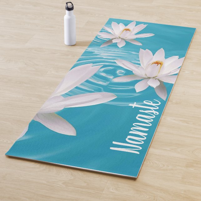TAPIS DE YOGA   LOTUS BLANC NAMSTE PERSONNALISÉ ZEN  (En situation)