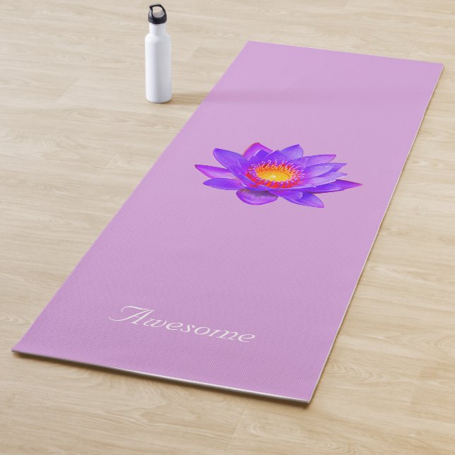 Tapis De Yoga Lotus Flower sur Violet Yoga Mat (En situation)