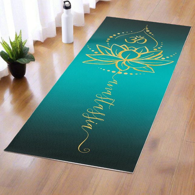 Tapis De Yoga Lotus & Om personnalisés - Nom personnalisé minima (Créateur téléchargé)