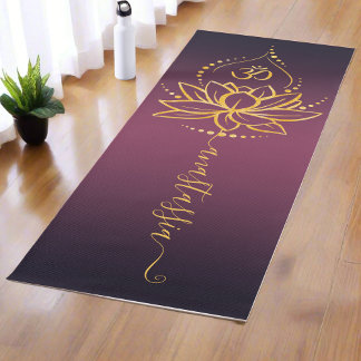 Tapis De Yoga Lotus & Om personnalisés - Nom personnalisé minima