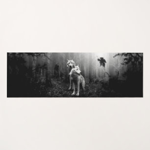 Tapis De Yoga Loups merveilleux Noir et Blanc Leaf nous seul