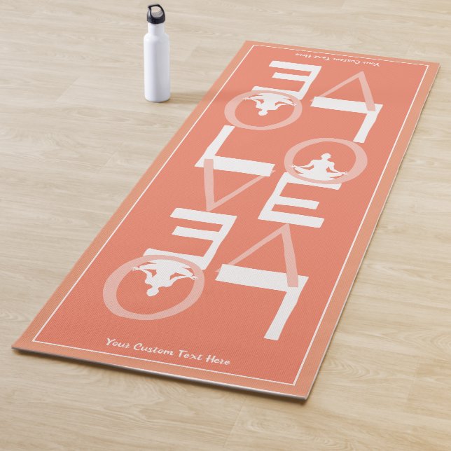 Tapis De Yoga LOVE Yoga Pêche personnalisée Turquoise 2 SIDED (En situation)