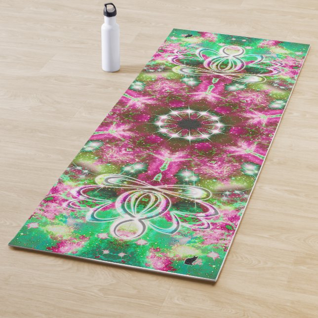 Tapis De Yoga Lumineuse Zen Lotus Star Kaleid (En situation)
