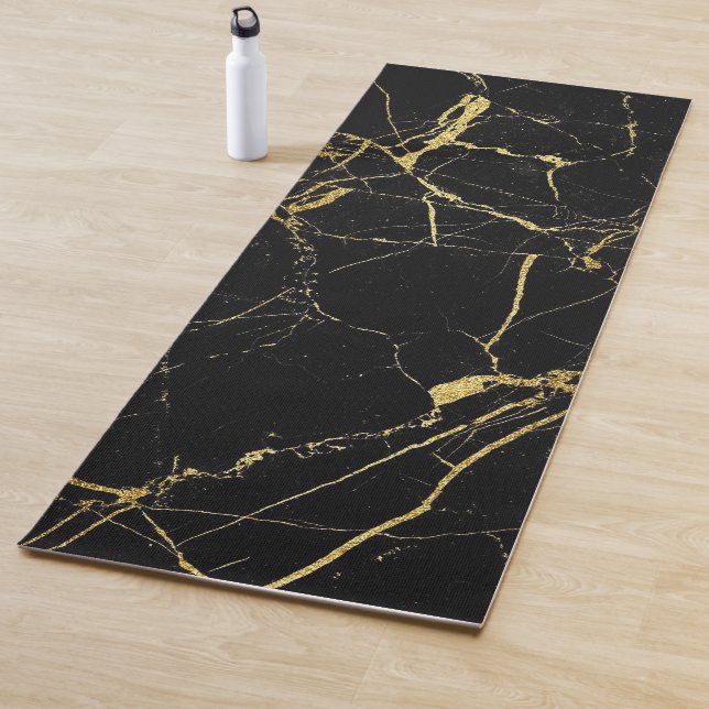 Tapis De Yoga Luxe Stylish Black and Gold Yoga Mat (En situation)