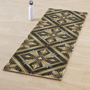 Tapis De Yoga Luxueux Golden Geometry années 1920 Dimond Art Dec