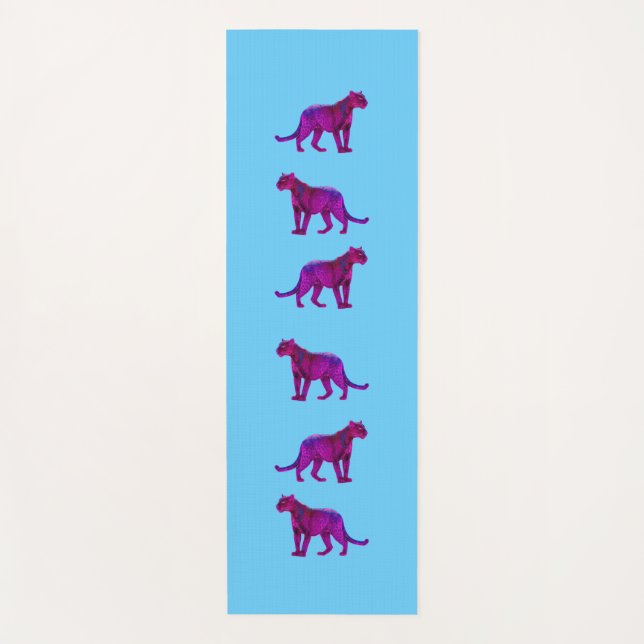 Tapis De Yoga Magenta Panthers Pop Art (Devant)