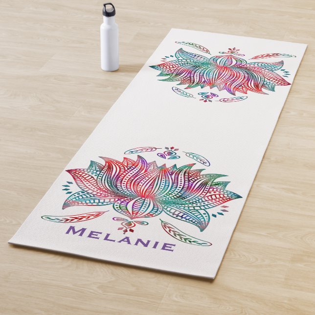 Tapis De Yoga Magnifique Lotus Flower Boho Art personnalisé (En situation)