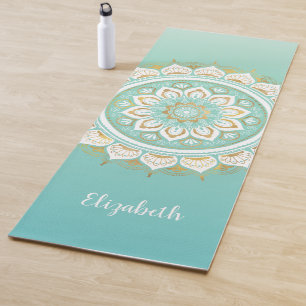 Tapis De Yoga Magnifique Mandala Turquoise Motif Yoga Mat