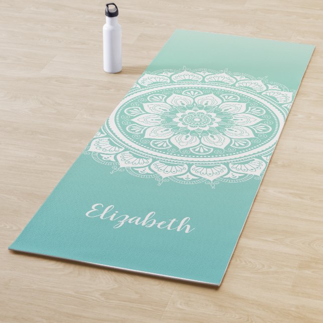 Tapis De Yoga Magnifique Mandala Turquoise Motif Yoga Mat (En situation)