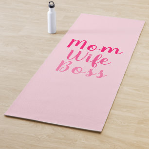 Tapis De Yoga Maman femme patron lumière rose script personnalis