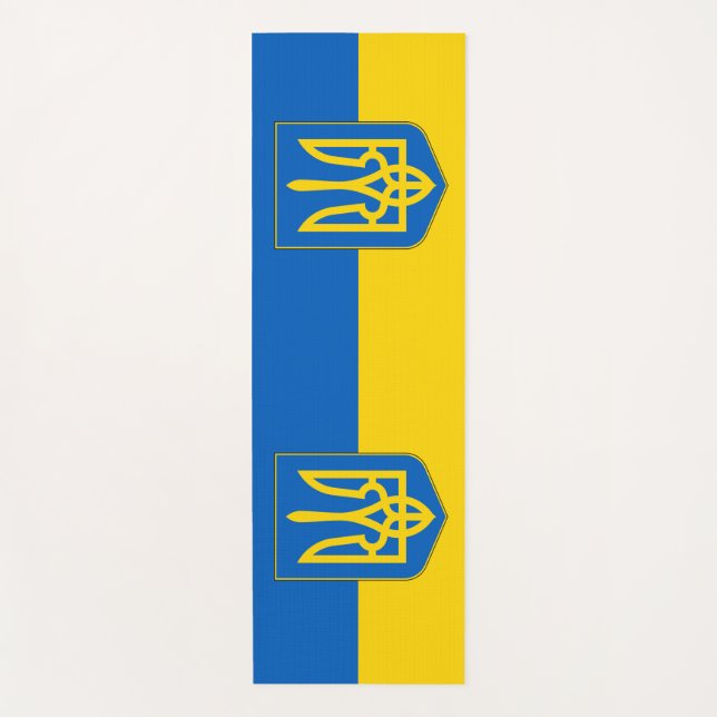Tapis De Yoga Manats patriotiques de yoga avec drapeau d'Ukraine (Devant)