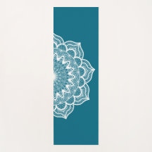 Mandala blanc sur fond bleu