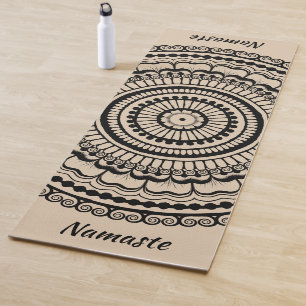 Tapis De Yoga Mandala de henné noir et tan Mehndi