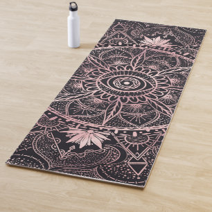 Tapis De Yoga Mandala de l'oeil rose noir