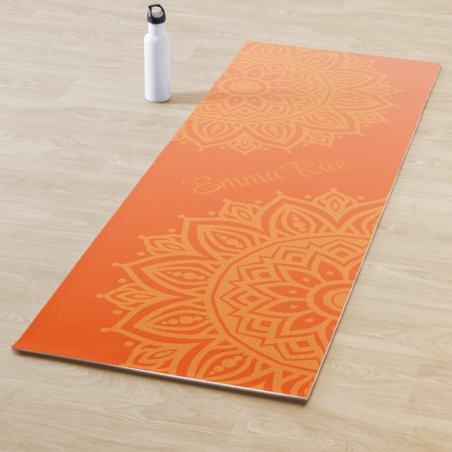 Tapis De Yoga Mandala Gradient Peacht Orange Yoga Mat (En situation)