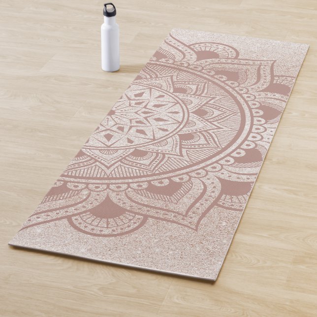 Tapis De Yoga Mandala Om Rose Gold Parties scintillant Chic Exer (En situation)