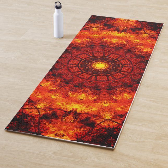 Tapis De Yoga Mandala orange (En situation)