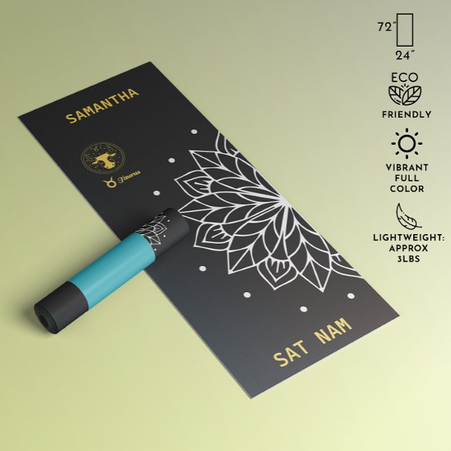 Tapis De Yoga Mandala Typographie simple (noir et blanc) Taurus (Mandala Typography Simple (Black and White) Taurus Yoga Mat)