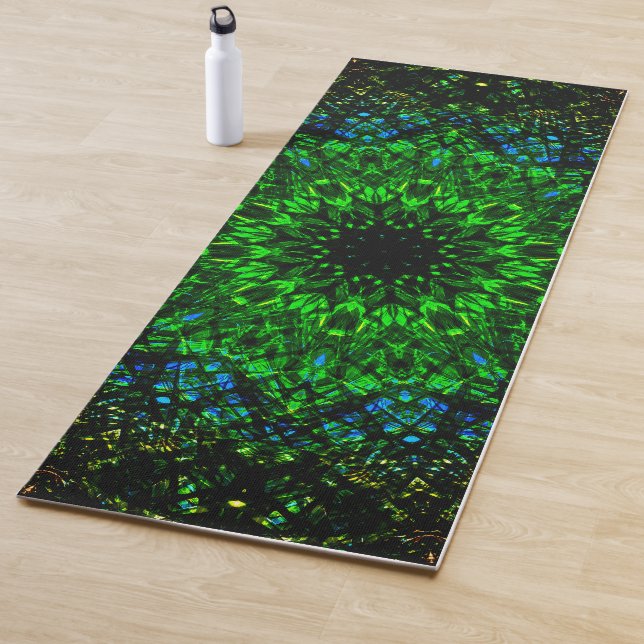 Tapis De Yoga Mandala vert intense (En situation)