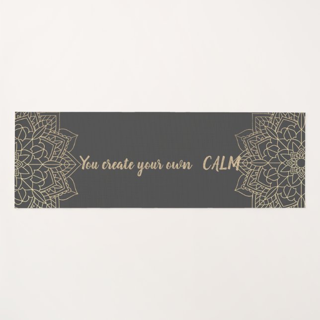 Tapis De Yoga Mandalas Florales Élégantes - Vous Créez Votre Pro (Devant (Horizontal))