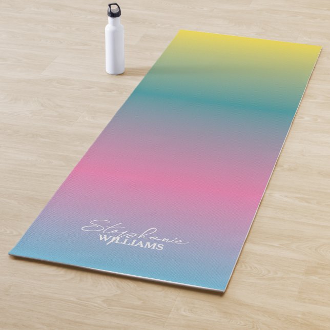 Tapis De Yoga Manteau de Yoga vert rose avec nom personnalisé (En situation)