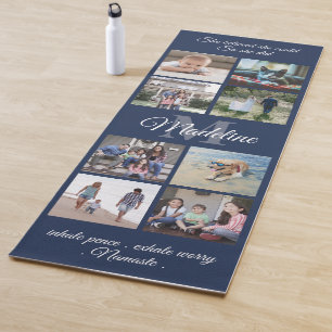 Tapis De Yoga Mantra Personnalisé 2 côtés Marine & Monogramme Bl