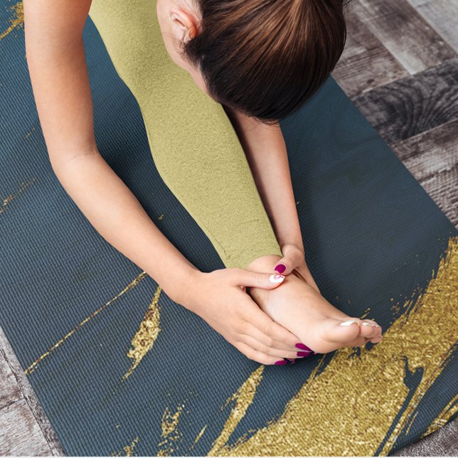 Tapis De Yoga Marbre doré Turquoise moderne (Modern Teal Gold Marble Yoga Mat)