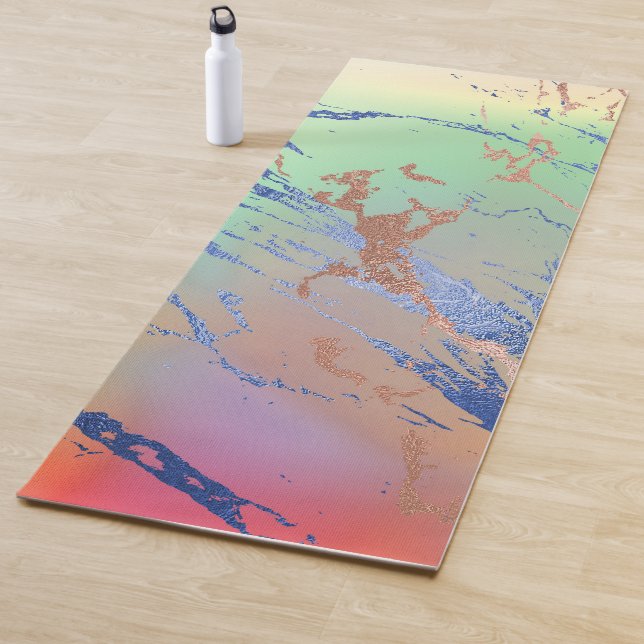 Tapis De Yoga Marbre vif | Aquarelle couleur gras pastel (En situation)