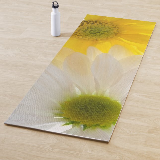 Tapis De Yoga Marguerites jaunes et blanches (En situation)